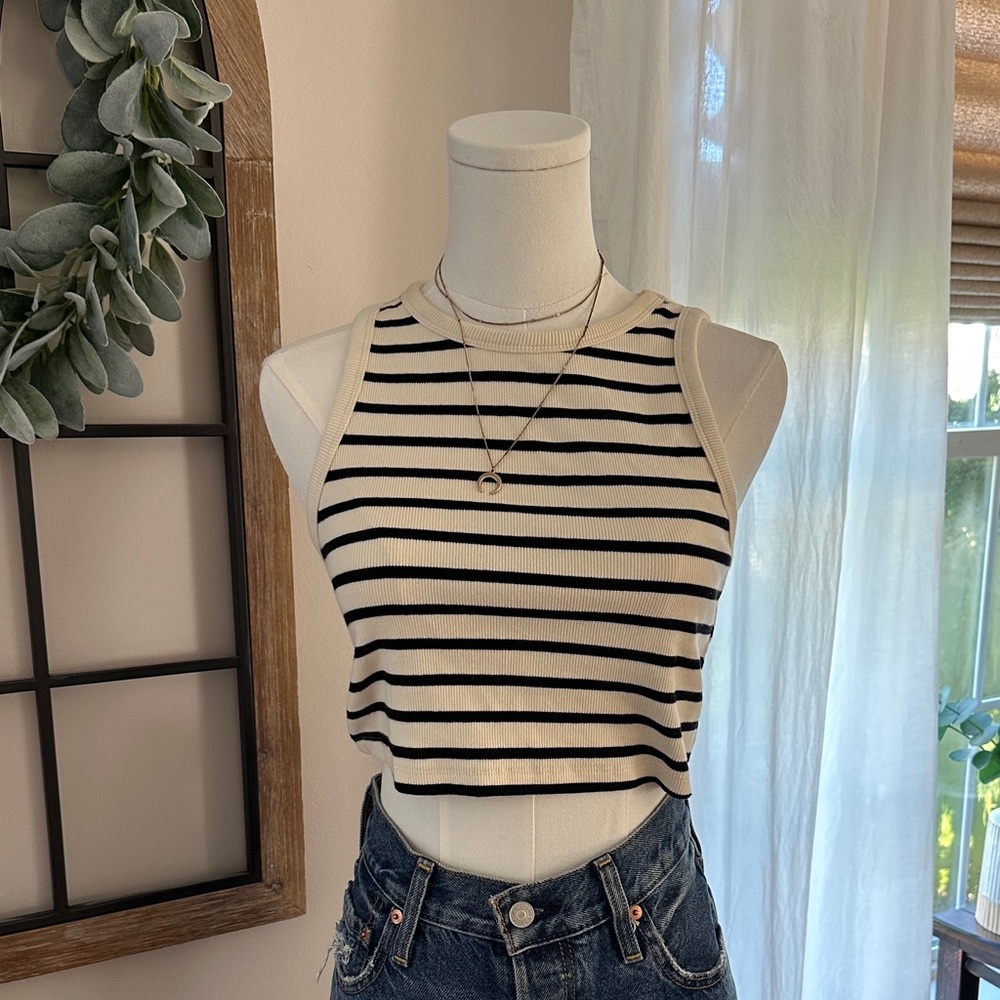 H&M Black and White Striped Tank Top